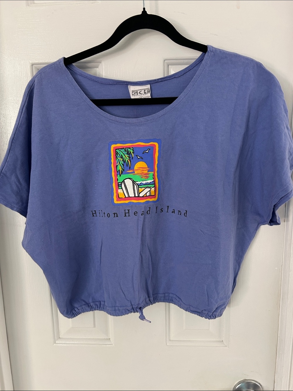 Lavender Hilton Head Island Graphic Crop Top with Drawstring